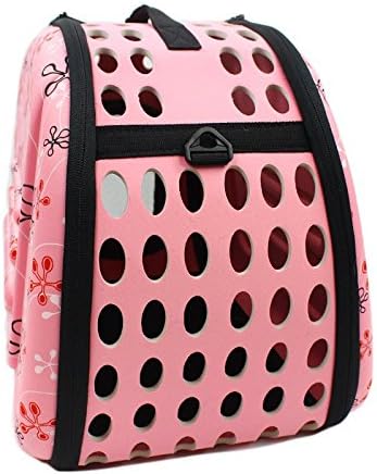 Portable Pink Pet Travel Carrier, Foldable Breathable Handbag with Shoulder Strap for Small Dogs and Cats
