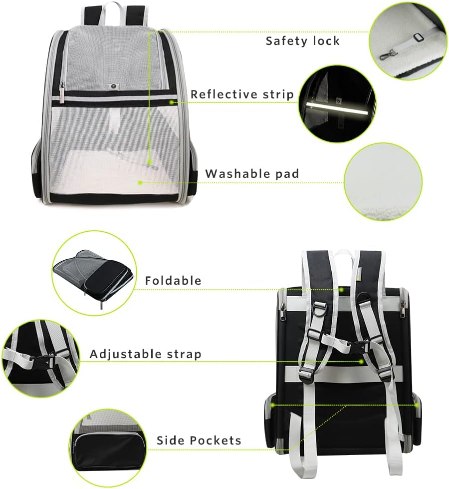 Multifunctional Breathable Mesh Pet Backpack for Small & Medium Dogs/Cats, Portable Outdoor Travel Bag, Precise Size for Pet Storage (16.5×12.6×11.4 Inches, Fits Pets ≤14.5 Inches Tall/≤12 Inches Wide/≤15 Lbs )