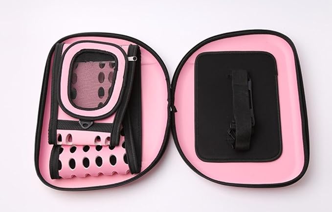 Portable Pink Pet Travel Carrier, Foldable Breathable Handbag with Shoulder Strap for Small Dogs and Cats