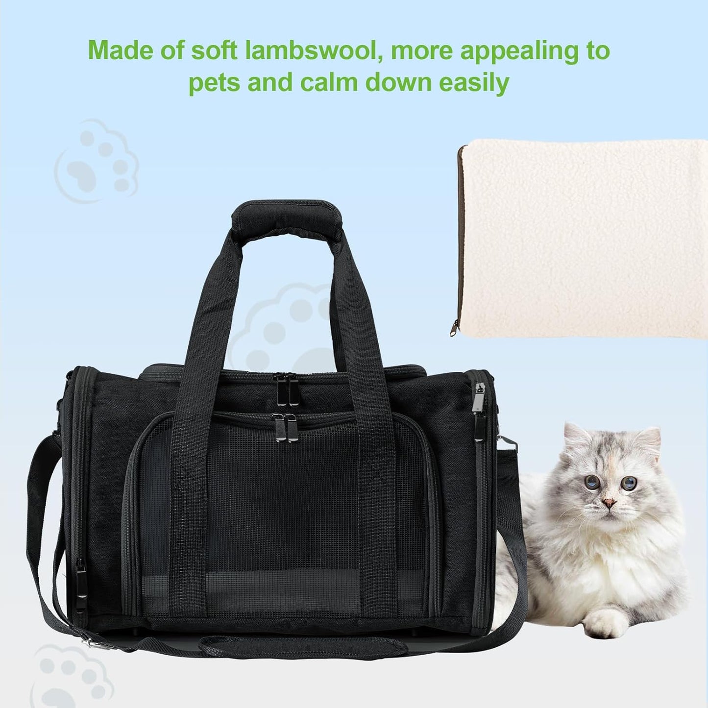 Reinforced Metal Frame Pet Carrier | 17×11×11 Inches Multi - Mesh Breathable Design | Handheld & Shoulder - Carry 2 - in - 1, Black Durable Pet Travel Bag