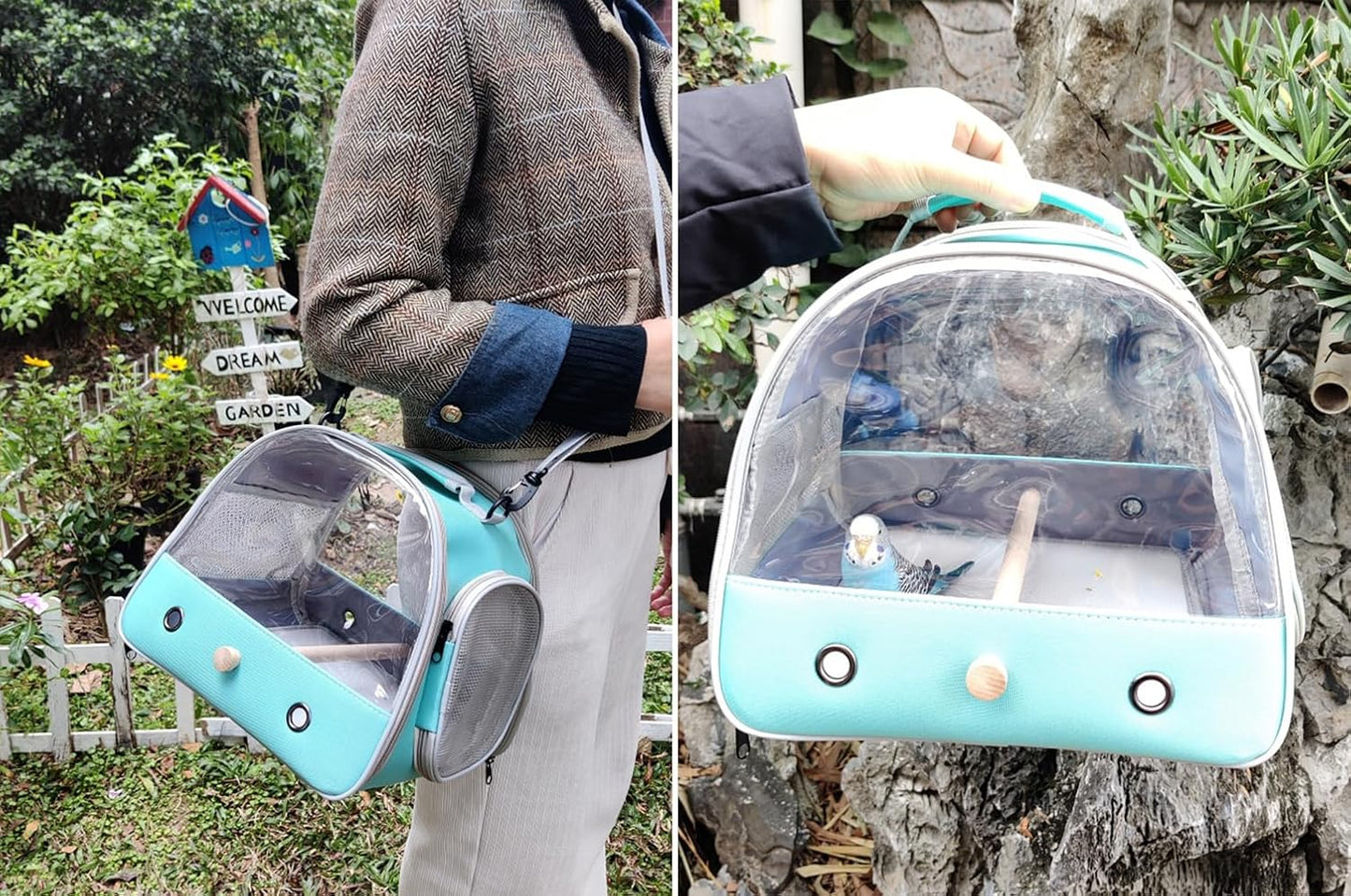 Transparent Portable Pet Travel Carrier, Breathable Bird Travel Bag with Handle, Small Animal Carrying Case for Parrots, Hamsters, Rabbits
