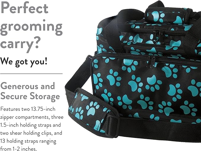 Portable Pet Travel Carrier Bag, Multi-Functional Dog Cat Tote with Breathable Mesh and Comfortable Padding, Stylish Paw Print Design (14×9×9 inches, Black & Blue)