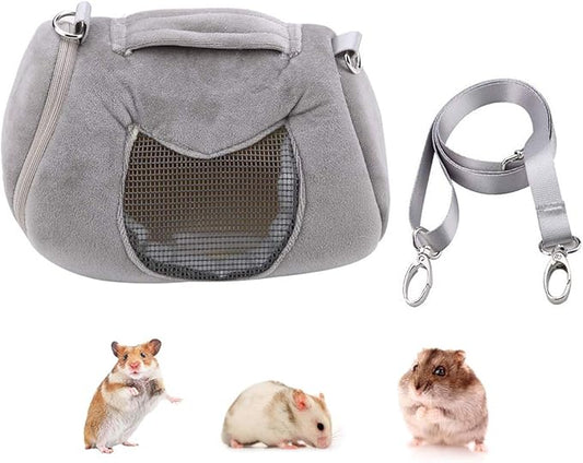 Portable Small Pet Travel Carrier, Soft Plush Handbag with Breathable Mesh Window for Hamsters, Chinchillas, Guinea Pigs, Rabbits, Hedgehogs, and Small Animals