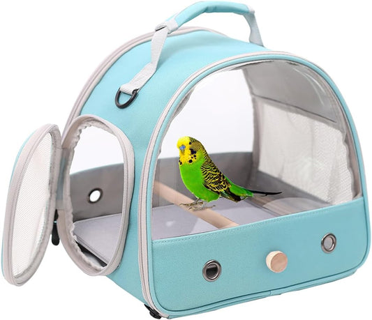Transparent Portable Pet Travel Carrier, Breathable Bird Travel Bag with Handle, Small Animal Carrying Case for Parrots, Hamsters, Rabbits