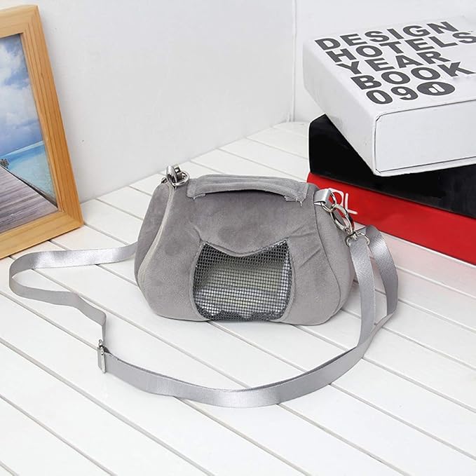 Portable Small Pet Travel Carrier, Soft Plush Handbag with Breathable Mesh Window for Hamsters, Chinchillas, Guinea Pigs, Rabbits, Hedgehogs, and Small Animals