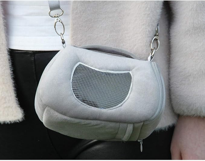 Portable Small Pet Travel Carrier, Soft Plush Handbag with Breathable Mesh Window for Hamsters, Chinchillas, Guinea Pigs, Rabbits, Hedgehogs, and Small Animals