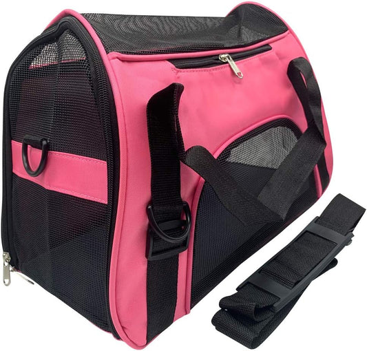Airline - Compliant Pet Carrier, 16.9×8.9×11.4 Inches, Pink - Black Stylish, for Small Dogs & Cats, Handheld & Single - Shoulder, Fits Under Airplane Seats