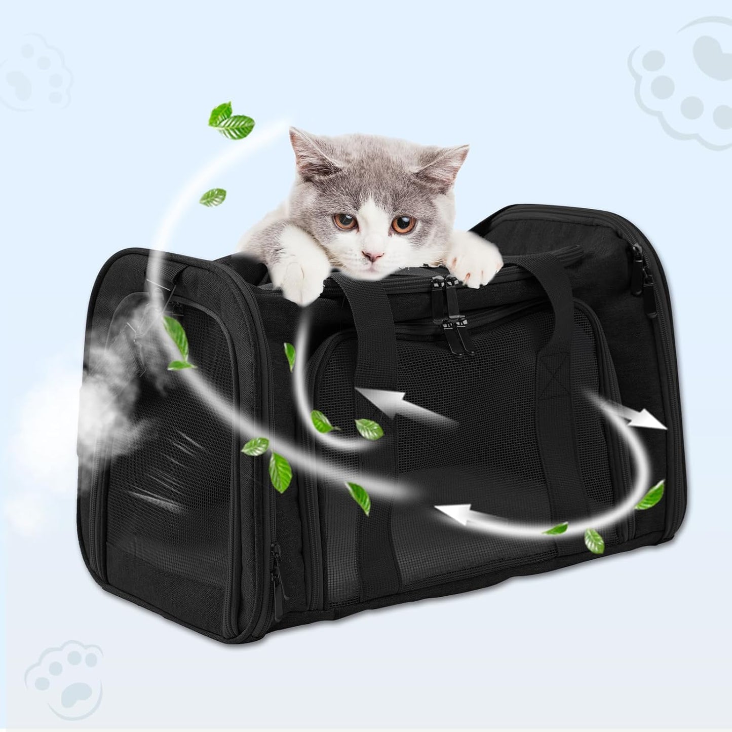 Reinforced Metal Frame Pet Carrier | 17×11×11 Inches Multi - Mesh Breathable Design | Handheld & Shoulder - Carry 2 - in - 1, Black Durable Pet Travel Bag