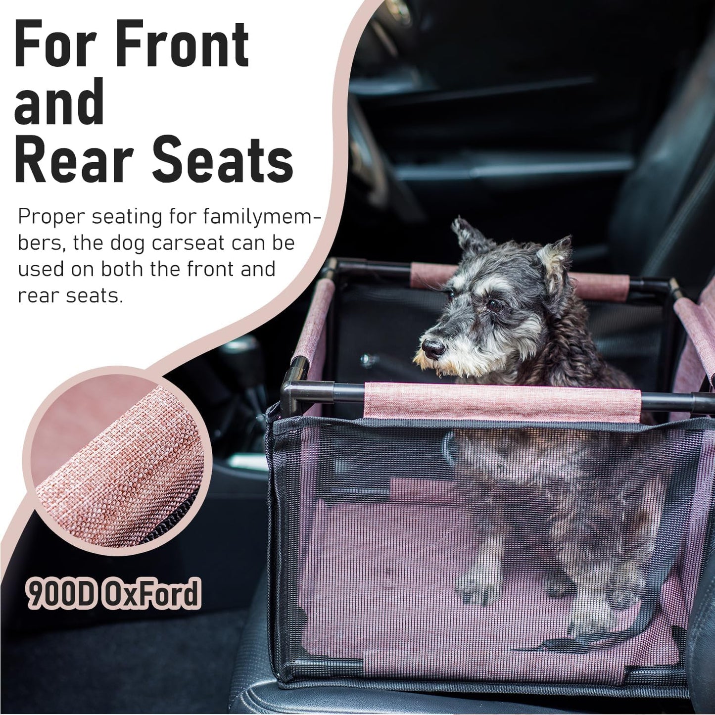 Universal Car Pet Safety Seat, 15×15×10.6 Inches, 11LBS Weight Capacity, Portable Car Seat for Cats & Dogs