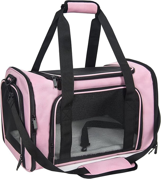 3 - Layer Cozy Mat Pet Carrier with All - Direction Openings, Foldable Portable Travel Bag for Cats & Dogs (Pink)