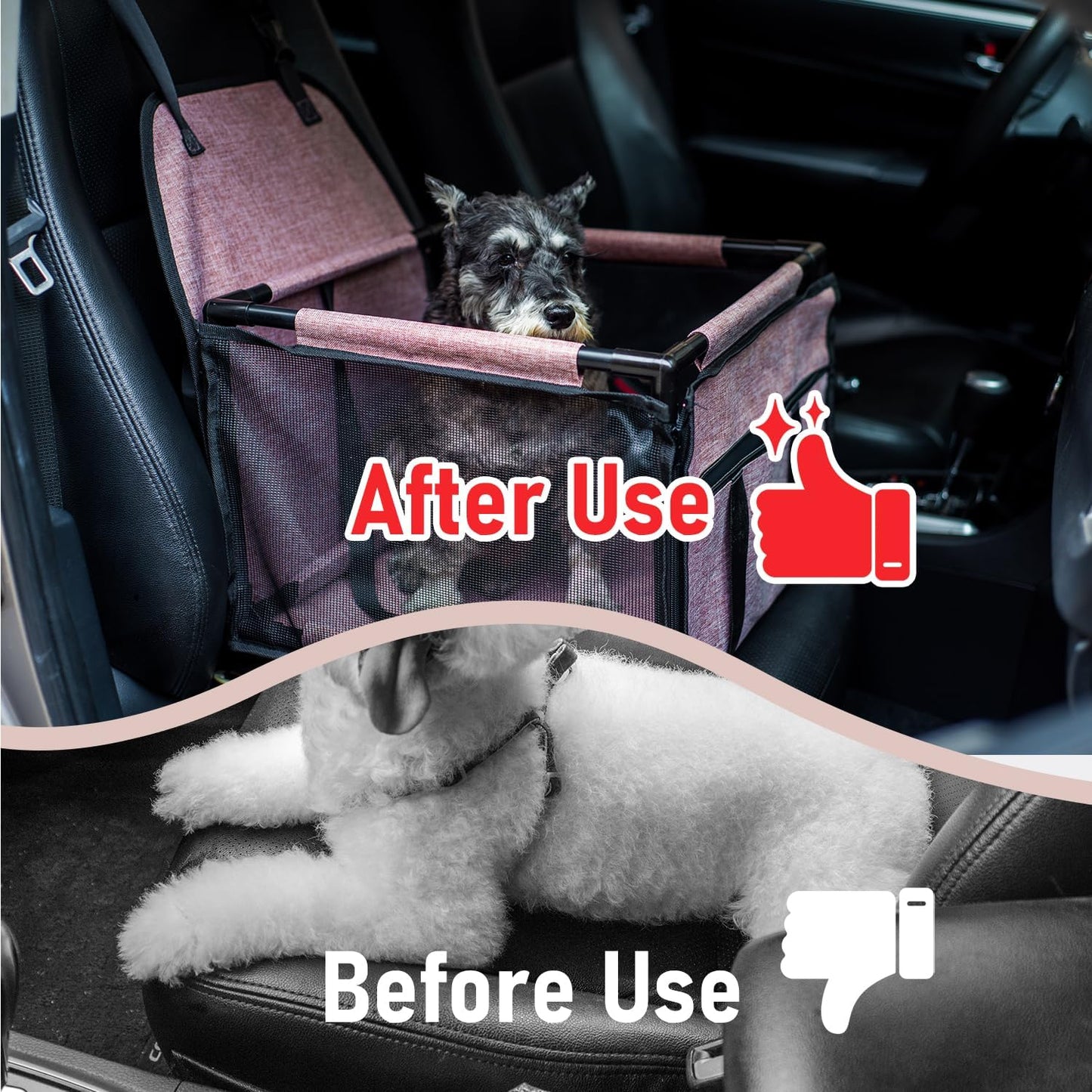 Universal Car Pet Safety Seat, 15×15×10.6 Inches, 11LBS Weight Capacity, Portable Car Seat for Cats & Dogs
