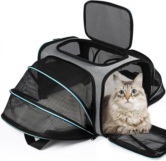 Multi-Opening Portable Pet Travel Carrier, Foldable Breathable Handbag with Shoulder Strap for Cats, Small Dogs, and Small Animals